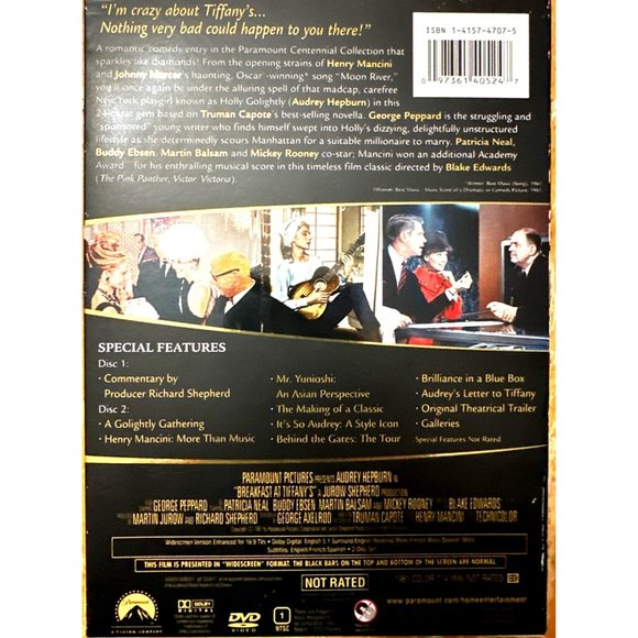 Breakfast at Tiffanys DVD 2009 Two Disc Set The Paramount Centennial Collection - Picture 6 of 6